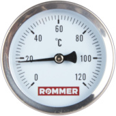 ROMMER Термометр биметаллический 63 мм 120 градусов с погружной гильзой 75 мм 1/2 — фото, характеристики, купить в CLIMBO