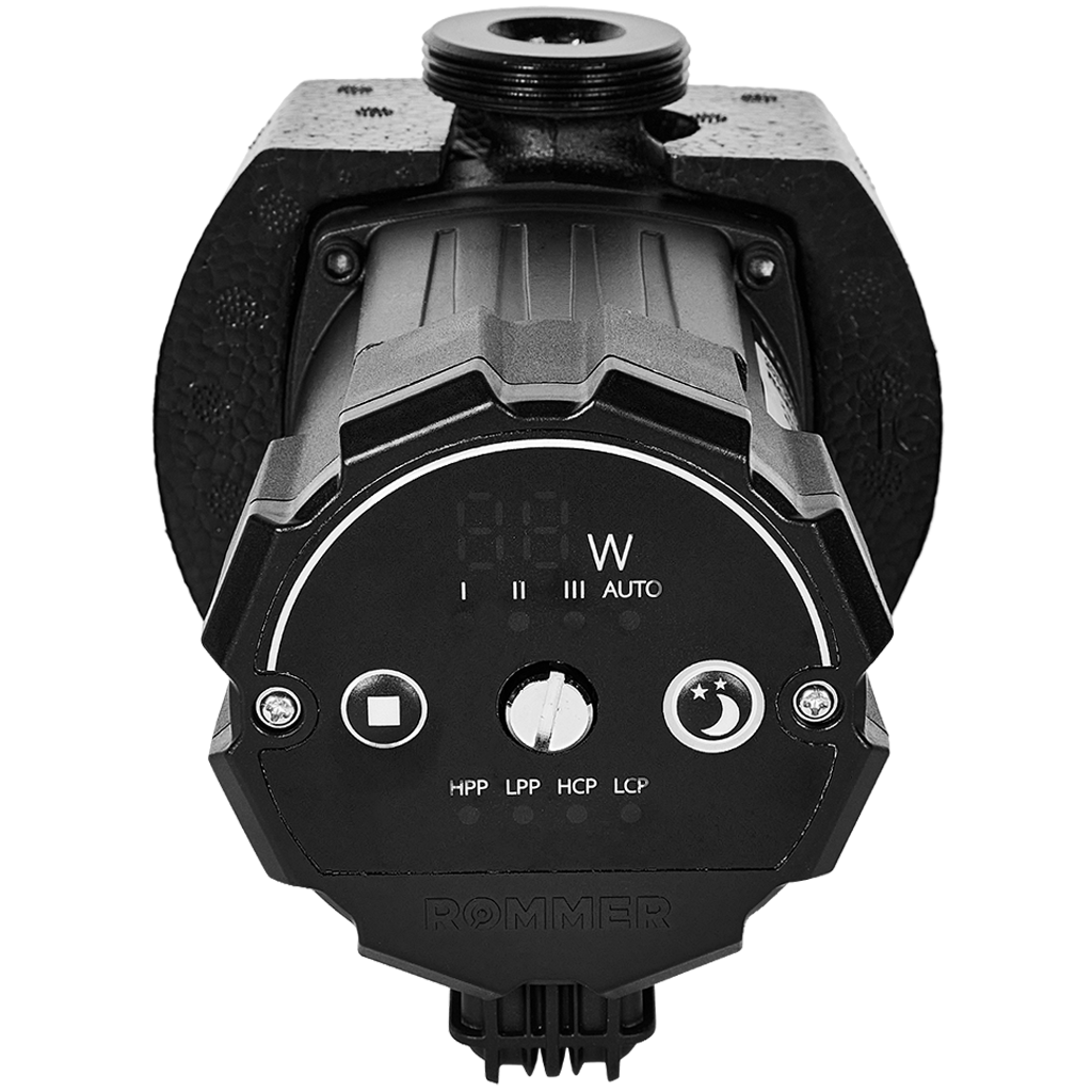 Частотный циркуляционный насос ROMMER PROFI EVO 25/60-130 с гайками и теплоизоляцией — фото, характеристики