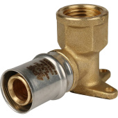 STOUT Угольник настенный с креплением короткий 1/2"х20 для металлопластиковых труб прессовой — фото, характеристики, купить в CLIMBO