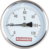 ROMMER Термометр биметаллический 80 мм 120 градусов с погружной гильзой 75 мм 1/2 — фото, характеристики, купить в CLIMBO
