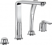 Смеситель для ванны GROHE Veris с душевым гарнитуром (на бортик ванны), 4 отверстия, 19373000 — фото, характеристики, купить в CLIMBO