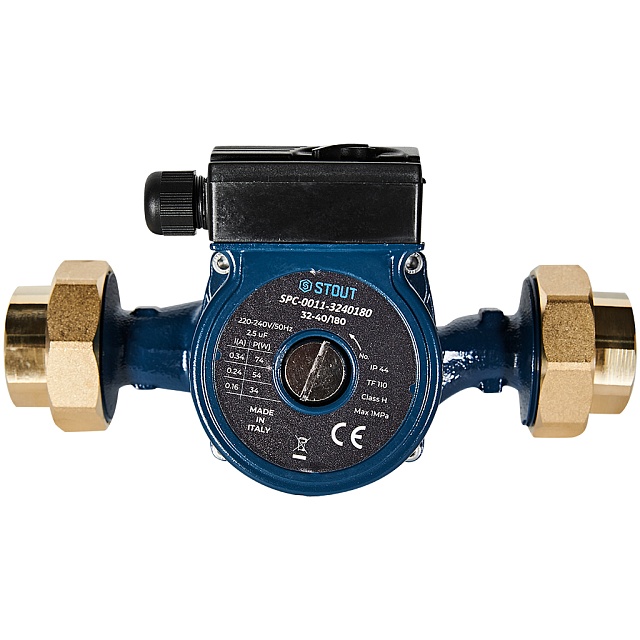 Циркуляционный насос STOUT 32-40/180 220/240V 50Hz с латунными гайками G2 x Rp 1 1/4 — фото, характеристики