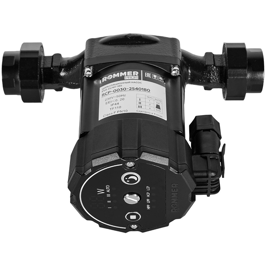 Частотный циркуляционный насос ROMMER PROFI EVO 25/40-180 с гайками и теплоизоляцией — фото, характеристики