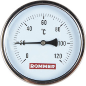 ROMMER Термометр биметаллический 100 мм 120 градусов с погружной гильзой 75 мм 1/2 — фото, характеристики, купить в CLIMBO