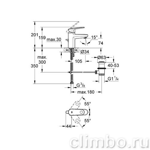 Смеситель для раковины GROHE Europlus с донным клапаном, 32612002 — фото товара