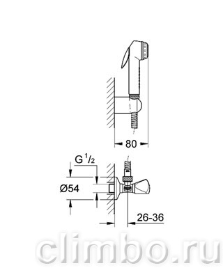 Гигиенический душ с вентилем, держателем и шлангом GROHE, 27813IL0 — фото товара