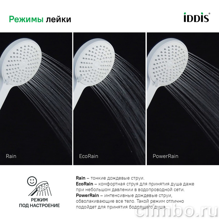 Лейка для душа, белая матовая, Ray, IDDIS — фото товара