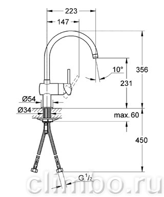 Смеситель для кухни GROHE Minta с C-изливом, 32930000 — фото товара
