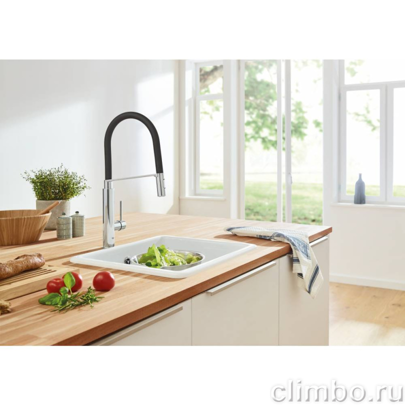 Смеситель для кухни GROHE Concetto с профессиональной лейкой, хром/черный (31491000) — фото товара