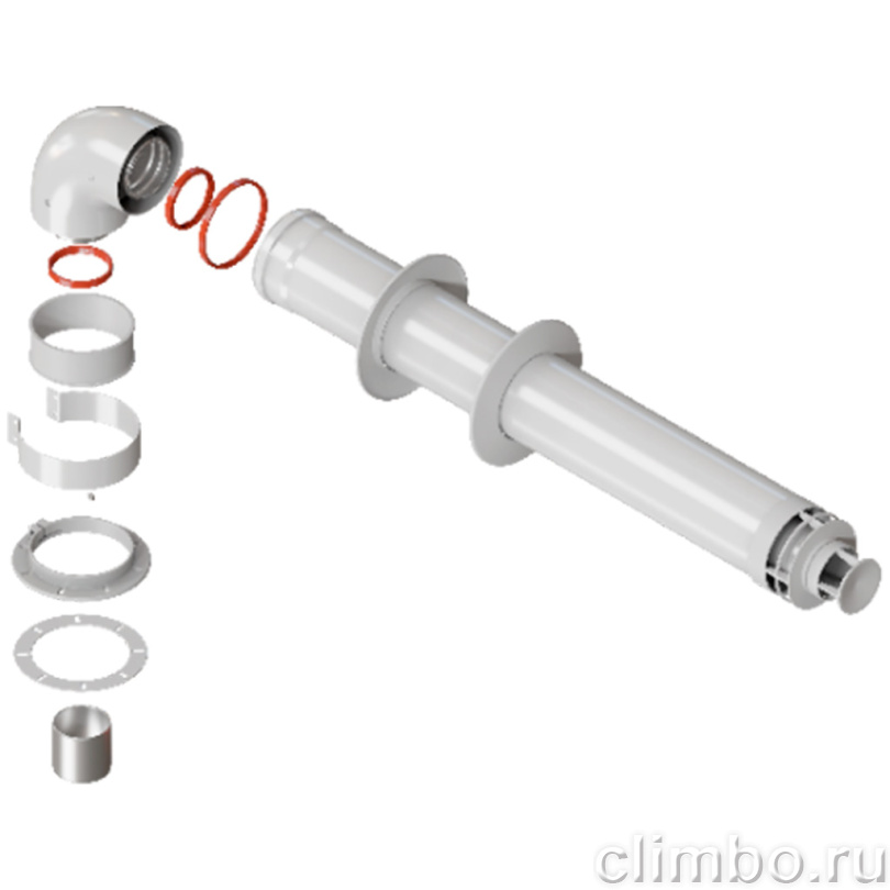 RCA-6010-250900 Комплект дымохода СТАНДАРТ УНИВЕРСАЛЬНЫЙ 60/100 - 900мм — фото товара
