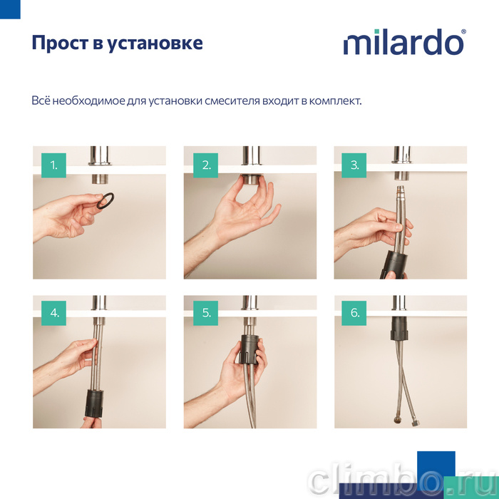 Смеситель для кухни с гибким изливом, Duplex, Milardo, DUPSB0FM05 — фото товара