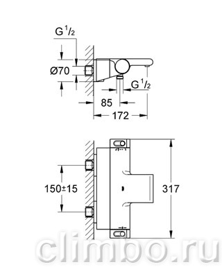 Термостат для ванны GROHE Grohtherm 2000 с полочкой, 34464001 — фото товара