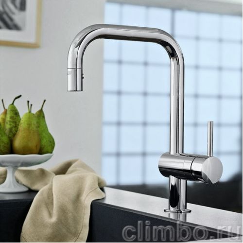 Смеситель для кухни с выдвижным изливом grohe minta