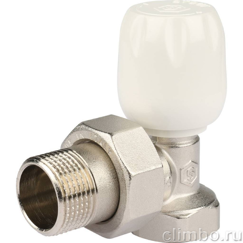 STOUT SVRs Клапан ручной терморегулирующий с неподъемным шпинделем, угловой 3/4" — фото товара