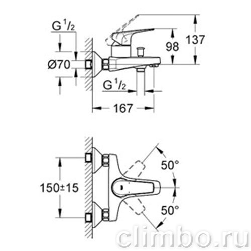 Смеситель для ванны GROHE BauFlow, 32811000 — фото товара
