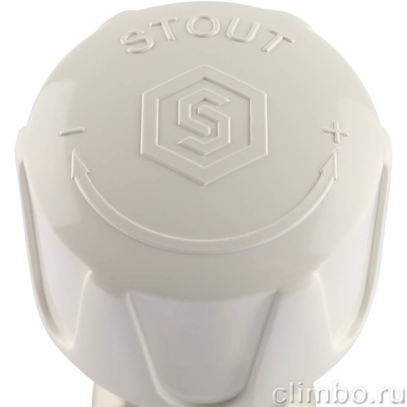 STOUT SVRs Клапан ручной терморегулирующий с неподъемным шпинделем, угловой 3/4" — фото товара
