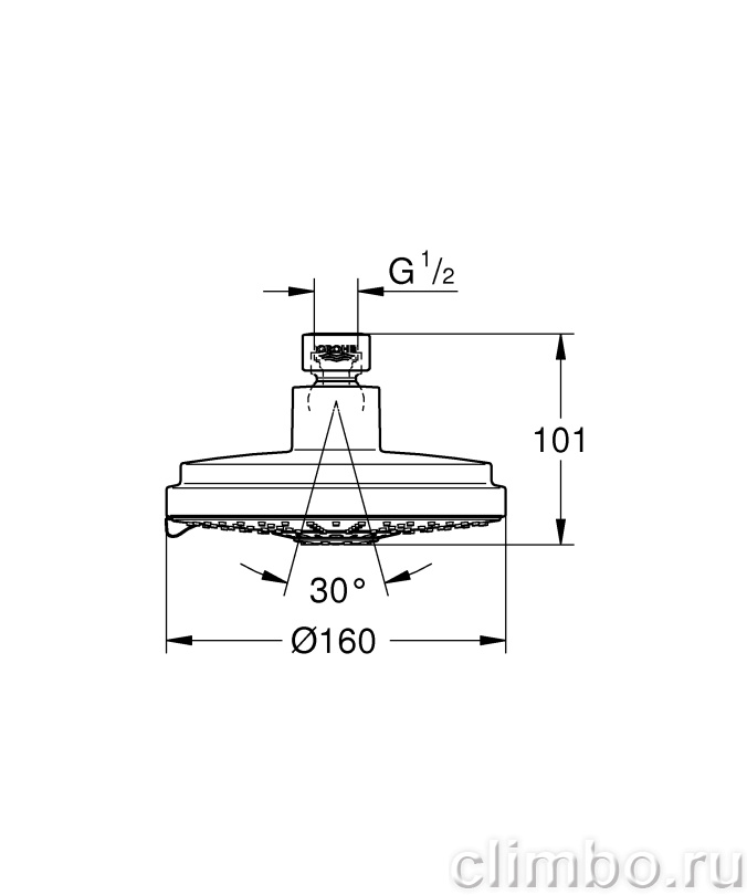 Верхний душ GROHE Rainshower Cosmopolitan, 4 режима, диаметр 160 мм, 27134000 — фото товара