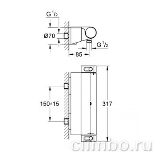 Термостат для душа GROHE Grohtherm 2000 с полочкой, 34469001 — фото товара