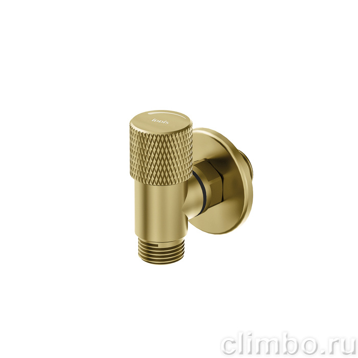 Кран угловой с отражателем, вынос 2 см, 1/2; 1/2, кран-букса, латунь, золото, IDDIS, 910B1A6C2GDZ — фото, детали конструкции
