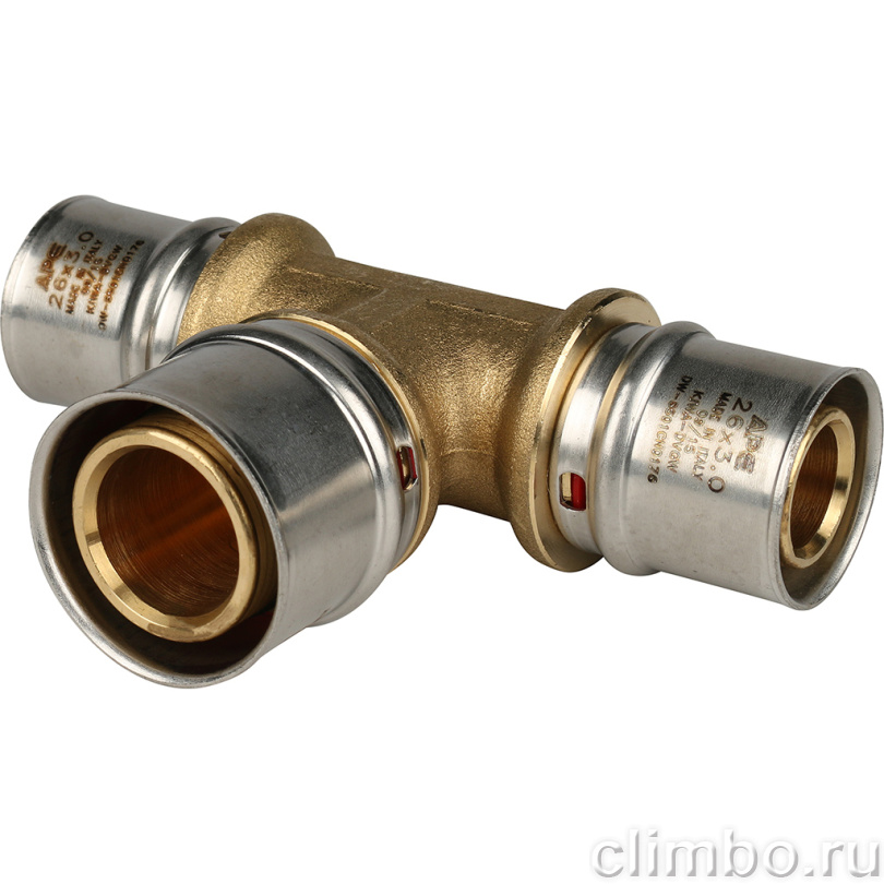 STOUT Тройник переходной 26х32х26 для металлопластиковых труб прессовой (SFP-0005-263226) — фото товара