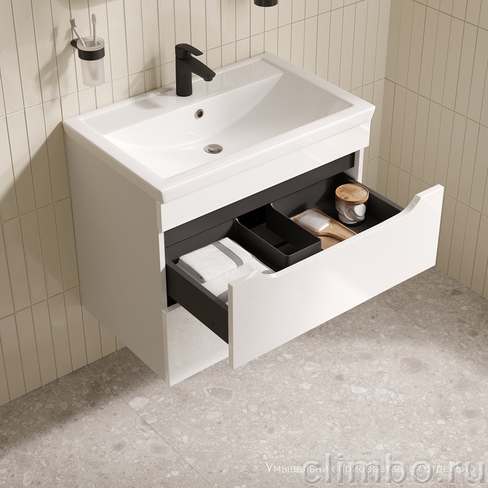 Тумба подвесная, 70 см, белый, Рэй (Ray), IDDIS, RAY70W0i95 подходит умыв. 4077000i28 — фото, детали конструкции