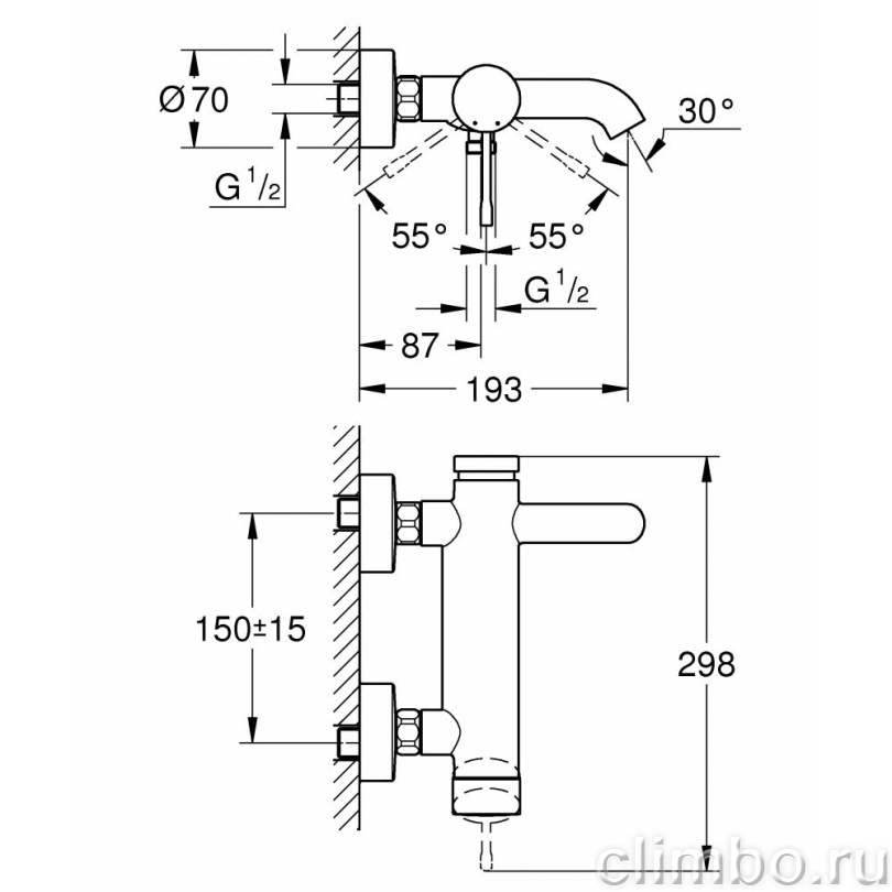Смеситель для ванны GROHE Essence New, никель матовый (33624EN1) — фото товара