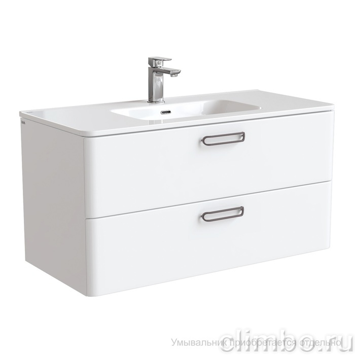 Тумба подвесная, белая, 100 см,  Brick, IDDIS, BRI10W1i95. Подходит умывальник: 0101000i28 — фото товара