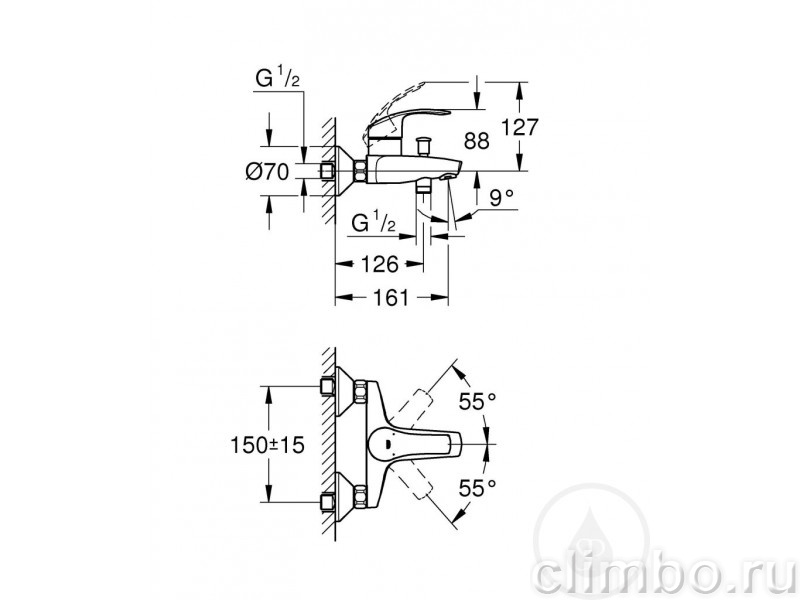 Смеситель для ванны GROHE Eurosmart, 33300002 — фото товара