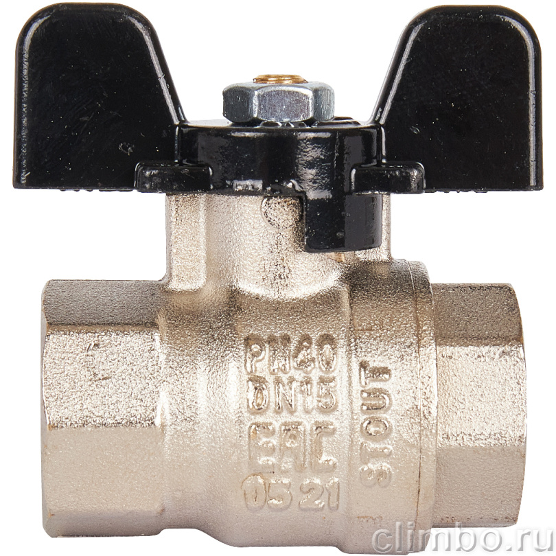 STOUT SVB Кран шаровой стандартнопроходной, ВР/ВР, ручка бабочка 1/2" — фото товара