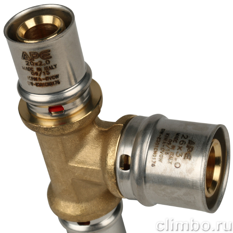 STOUT Тройник переходной 20х26х20 для металлопластиковых труб прессовой (SFP-0005-202620) — фото товара