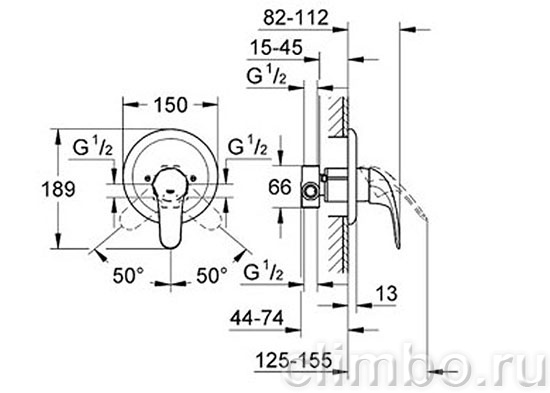 Смеситель для душа GROHE Euroeco (со встраиваемым механизмом), 32742000 — фото товара