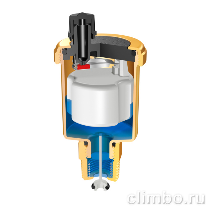 Автоматический воздухоотводчик Flamco Flovent 1/2 с отсечным клапаном — фото, детали конструкции