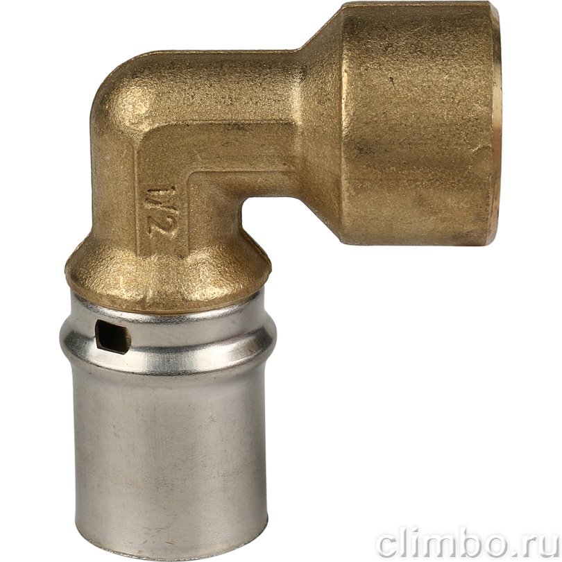 STOUT Угольник-переходник с внутренней резьбой 1/2"х20 для металлопластиковых труб прессовой (SFP-0010-001220) — фото товара