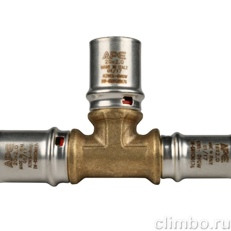 STOUT Тройник переходной 20х20х16 для металлопластиковых труб прессовой — фото товара