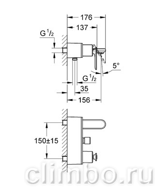 Смеситель для ванны GROHE Veris, 32195000 — фото товара