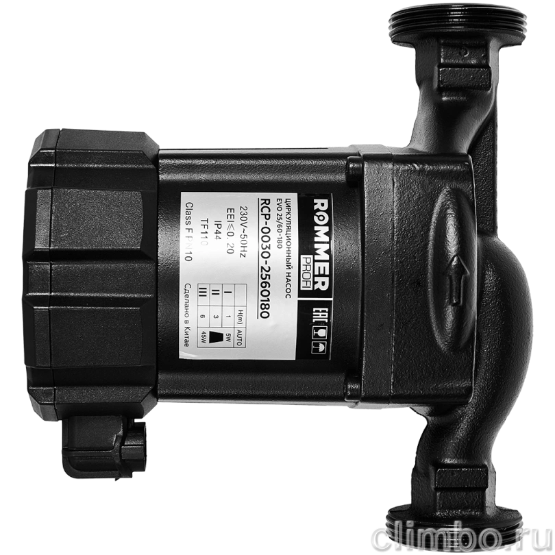 Частотный циркуляционный насос ROMMER PROFI EVO 25/60-180 с гайками и теплоизоляцией — фото, детали конструкции