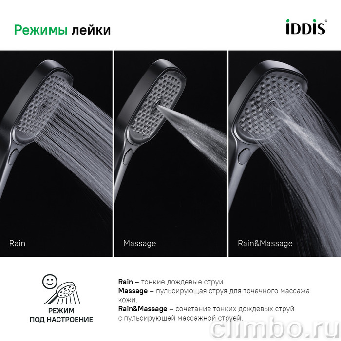 Лейка для душа черная Slide IDDIS — фото товара