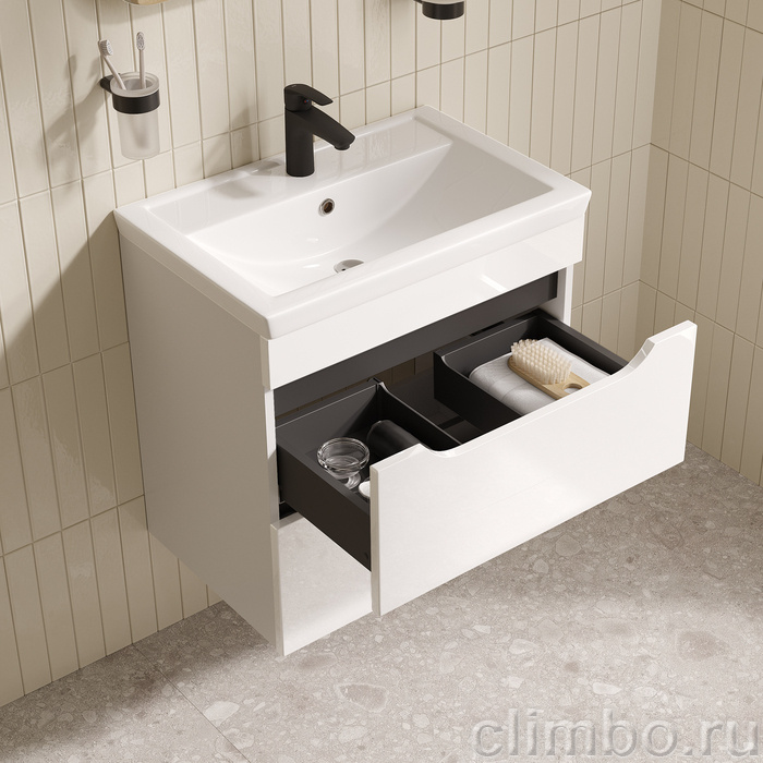 Тумба с умывальником, подвесная, 60 см, белый, Рэй (Ray), IDDIS, RAY60W0i95K подходит умыв. 4076000i28 — фото, детали конструкции