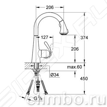 Смеситель для кухни GROHE Zedra с профессиональной лейкой, 32294001 — фото товара