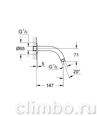 Душевой кронштейн GROHE Relexa neutral 147 мм, 28541000 — фото товара