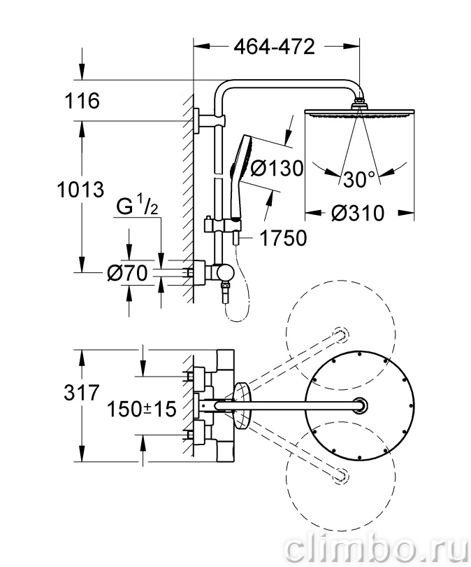Душевая стойка Grohe Rainshower System, 27968000 — фото товара