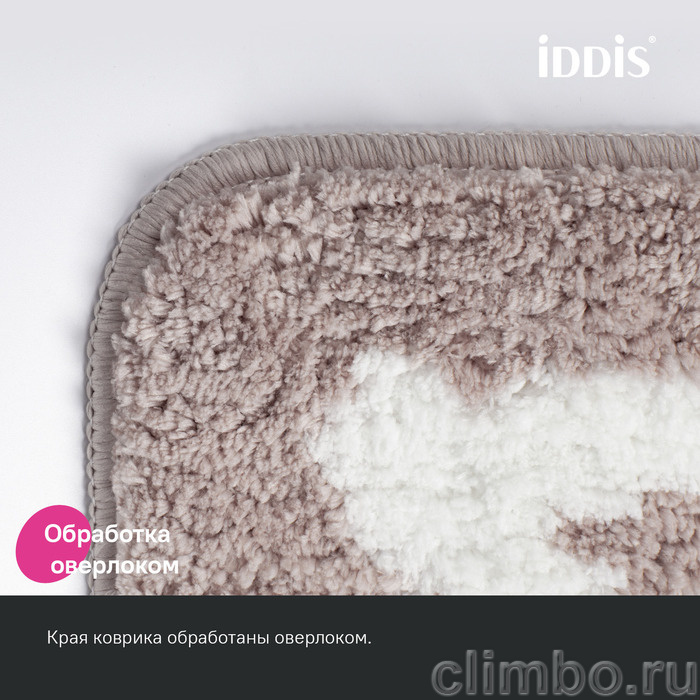 Коврик для ванной комнаты, 50x80, микрофибра, серо-коричневый, IDDIS, — фото товара