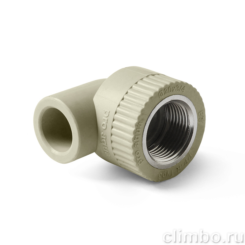 PROAQUAPPR PP-R Угольник комбинированный ВР Серый 25-1/2 — фото товара
