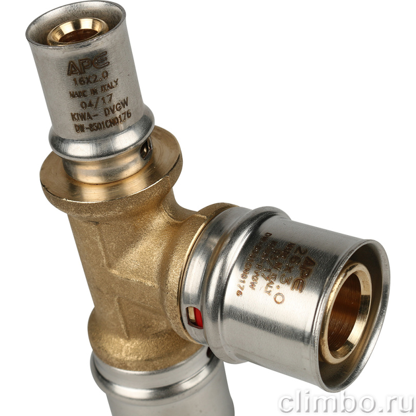 STOUT Тройник переходной 26х26х16 для металлопластиковых труб прессовой (SFP-0005-262616) — фото товара