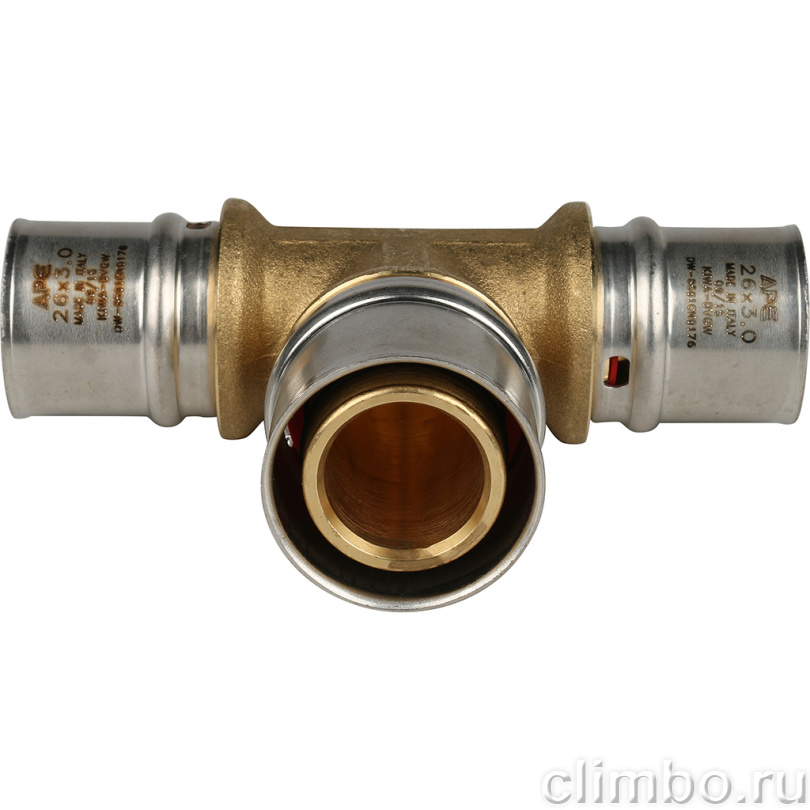 STOUT Тройник переходной 26х32х26 для металлопластиковых труб прессовой (SFP-0005-263226) — фото товара
