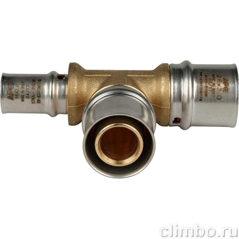 STOUT Тройник переходной 26х26х16 для металлопластиковых труб прессовой (SFP-0005-262616) — фото товара