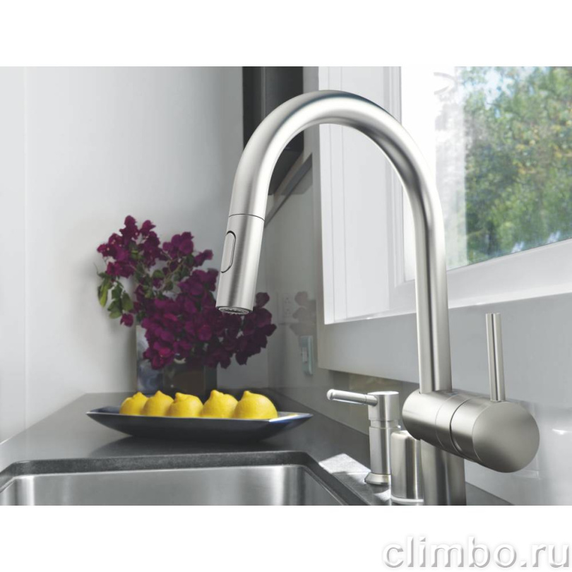 Смеситель для кухни GROHE Minta с выдвижным изливом, суперсталь (32321DC2) — фото товара