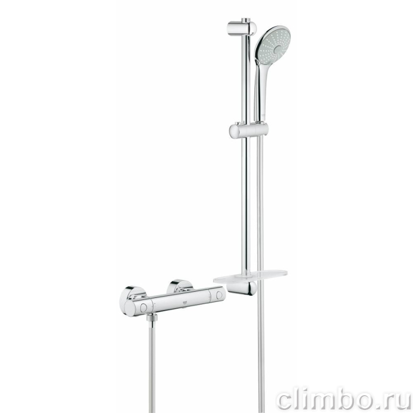 Термостатический смеситель для душа GROHE Grohtherm 1000 Cosmopolitan New с душевым гарнитуром (штанга 600 мм), хром (34286002) — фото товара