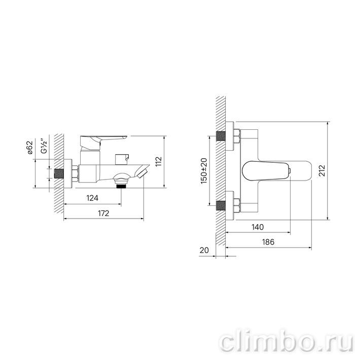 CLOSB02i02WA Смеситель для ванны с коротким изливом Cloud — фото товара