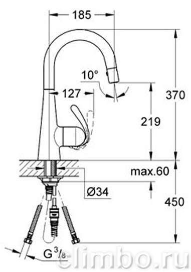 Смеситель для кухни GROHE Zedra с С-изливом/лейкой, 32296000 — фото товара
